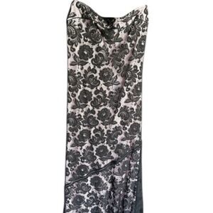 Windsor Black Pink Floral Lace Spaghetti Strap Bias Cut Sexy Dress